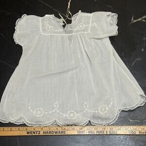 Antique Victorian Edwardian White Lawn Baby Dress French Knot Embroidery Lace